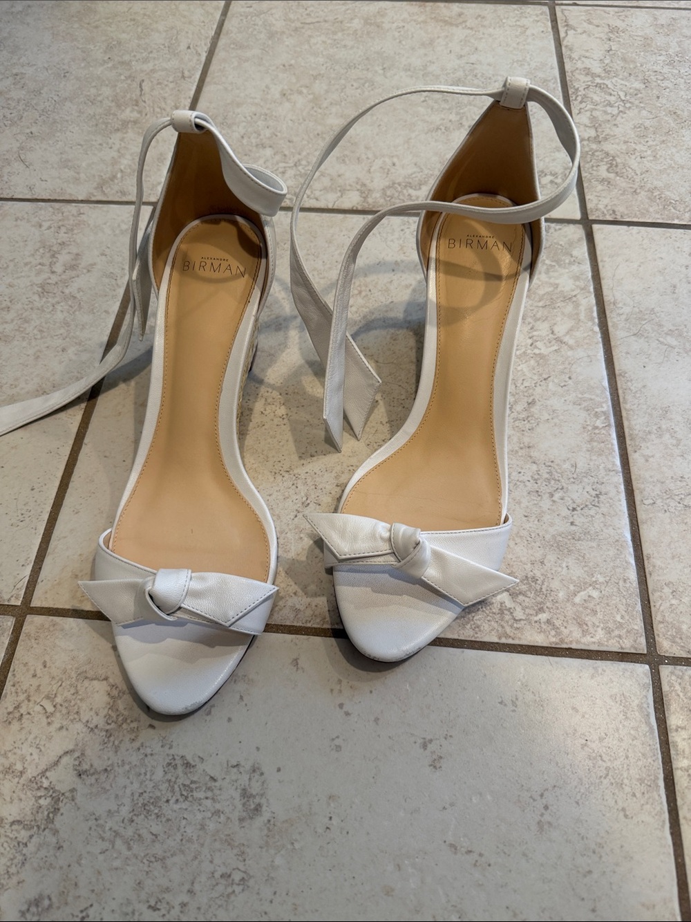 Alexandre Birman White Bow Ankle-Tie Sandals